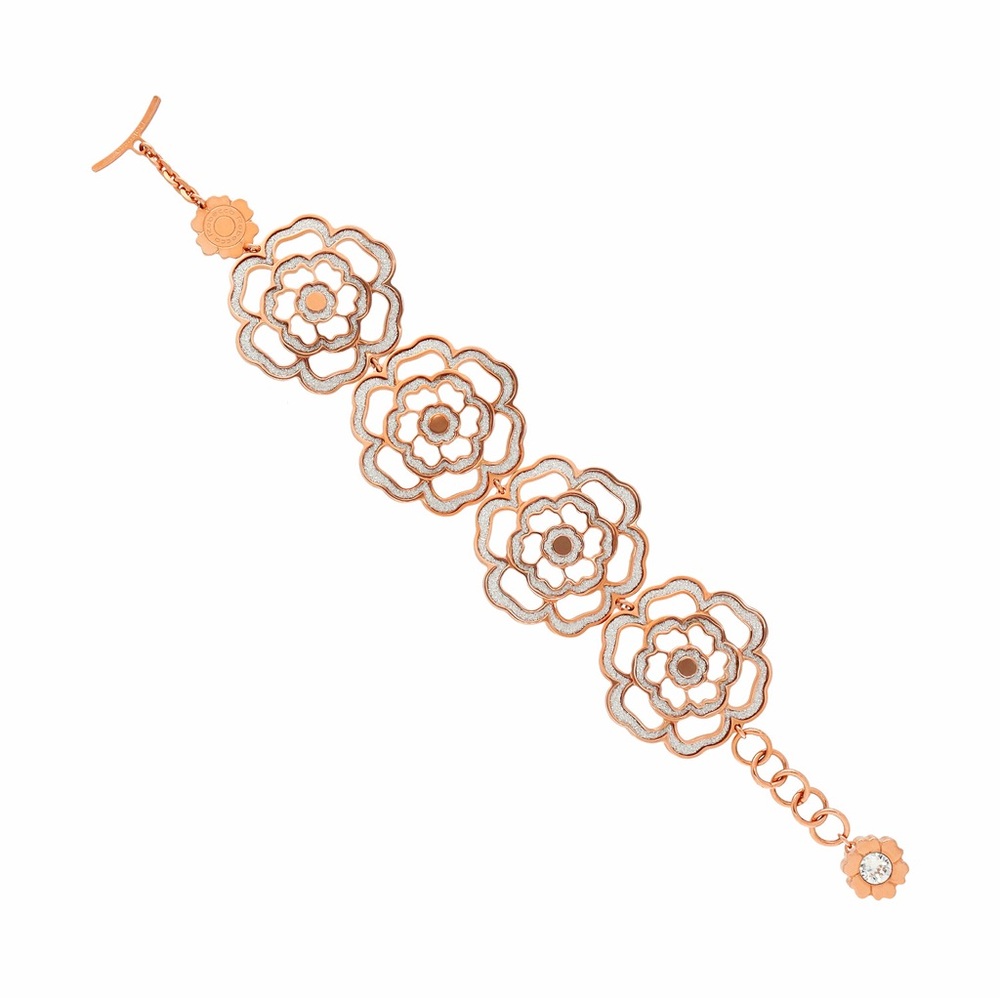 REBECCA BRACELET PASSION Rose Gold Stainless Steel Flowers & Diamond Dust